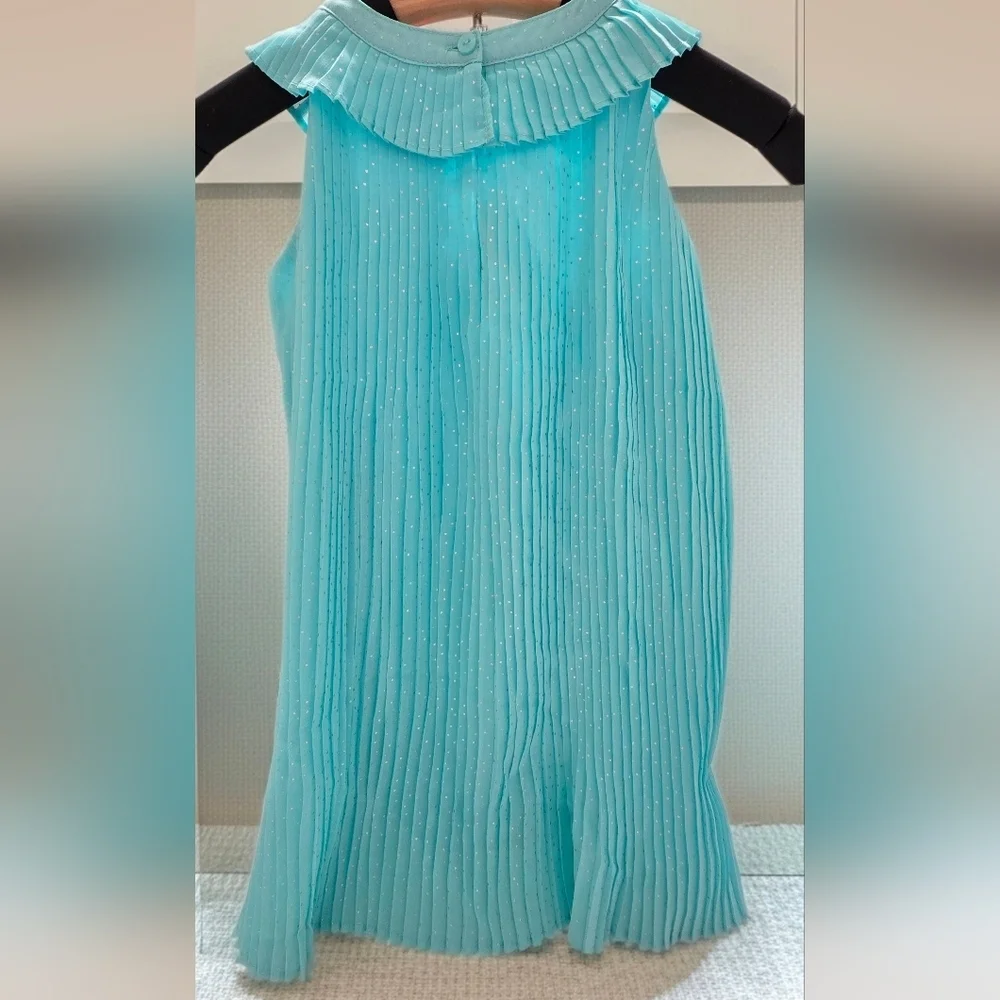 552. American Girl Pleats & Petals Aqua Pleated Dress - Girls Size 5